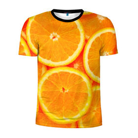 Мужская футболка 3D спортивная с принтом Апельсины в Санкт-Петербурге, 100% полиэстер с улучшенными характеристиками | приталенный силуэт, круглая горловина, широкие плечи, сужается к линии бедра | апельсин | долька | цитрус
