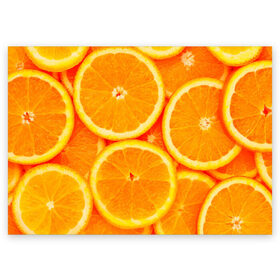 Поздравительная открытка с принтом Апельсины в Санкт-Петербурге, 100% бумага | плотность бумаги 280 г/м2, матовая, на обратной стороне линовка и место для марки
 | апельсин | долька | цитрус