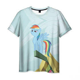 Мужская футболка 3D с принтом Rainbow в Санкт-Петербурге, 100% полиэфир | прямой крой, круглый вырез горловины, длина до линии бедер | my little pony | луна | пинки пай | пони | рарити | рейнбоу дэш | селестия | сумеречная искорка | флаттершай | эплджек