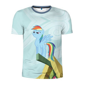 Мужская футболка 3D спортивная с принтом Rainbow в Санкт-Петербурге, 100% полиэстер с улучшенными характеристиками | приталенный силуэт, круглая горловина, широкие плечи, сужается к линии бедра | my little pony | луна | пинки пай | пони | рарити | рейнбоу дэш | селестия | сумеречная искорка | флаттершай | эплджек