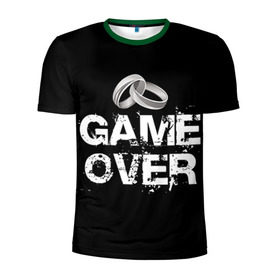 Мужская футболка 3D спортивная с принтом Game over в Санкт-Петербурге, 100% полиэстер с улучшенными характеристиками | приталенный силуэт, круглая горловина, широкие плечи, сужается к линии бедра | братва жениха | жених | мальчишник | мафия жениха