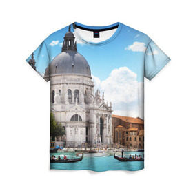 Женская футболка 3D с принтом Венеция в Санкт-Петербурге, 100% полиэфир ( синтетическое хлопкоподобное полотно) | прямой крой, круглый вырез горловины, длина до линии бедер | europe | italy | venice | венеция | вода | европа | ес | италия | каникулы | лодки | отдых | отпуск | солнце | туризм