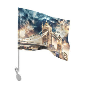 Флаг для автомобиля с принтом Англия в Санкт-Петербурге, 100% полиэстер | Размер: 30*21 см | england | europe | london | англия | биг бен | великобритания | высотки | королева | лондон | мегаполис | тауэрский мост | туризм