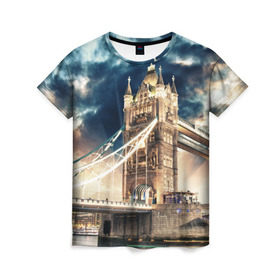 Женская футболка 3D с принтом Англия в Санкт-Петербурге, 100% полиэфир ( синтетическое хлопкоподобное полотно) | прямой крой, круглый вырез горловины, длина до линии бедер | england | europe | london | англия | биг бен | великобритания | высотки | королева | лондон | мегаполис | тауэрский мост | туризм