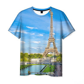 Мужская футболка 3D с принтом Париж в Санкт-Петербурге, 100% полиэфир | прямой крой, круглый вырез горловины, длина до линии бедер | france | paris | париж | франция | эйфелева башня