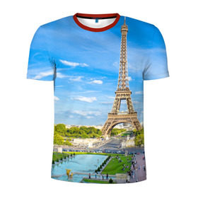 Мужская футболка 3D спортивная с принтом Париж в Санкт-Петербурге, 100% полиэстер с улучшенными характеристиками | приталенный силуэт, круглая горловина, широкие плечи, сужается к линии бедра | Тематика изображения на принте: france | paris | париж | франция | эйфелева башня