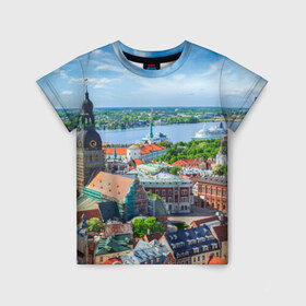 Детская футболка 3D с принтом Рига в Санкт-Петербурге, 100% гипоаллергенный полиэфир | прямой крой, круглый вырез горловины, длина до линии бедер, чуть спущенное плечо, ткань немного тянется | latvia | riga | европа | евросоюз | ес | латвия | отпуск | путешествия | рига | туризм