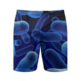 Мужские шорты 3D спортивные с принтом Молекула в Санкт-Петербурге,  |  | Тематика изображения на принте: медицина | микроб | молекула | синяя