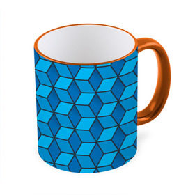 Кружка 3D с принтом Blue cube в Санкт-Петербурге, керамика | ёмкость 330 мл | Тематика изображения на принте: кубы | паттерн | синий