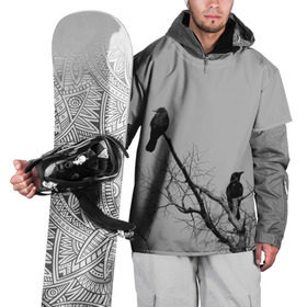Накидка на куртку 3D с принтом Вороны на ветке в Санкт-Петербурге, 100% полиэстер |  | Тематика изображения на принте: ветки | вороны | дерево