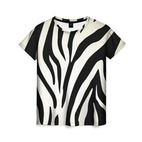 Женская футболка 3D с принтом Раскрас зебры в Санкт-Петербурге, 100% полиэфир ( синтетическое хлопкоподобное полотно) | прямой крой, круглый вырез горловины, длина до линии бедер | Тематика изображения на принте: абстракция | арт | животные | зебра | полосы | раскрас