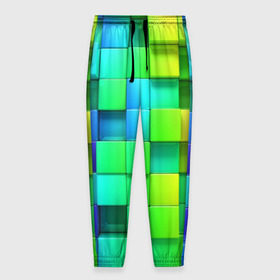 Мужские брюки 3D с принтом Кубики в Санкт-Петербурге, 100% полиэстер | манжеты по низу, эластичный пояс регулируется шнурком, по бокам два кармана без застежек, внутренняя часть кармана из мелкой сетки | квадраты | кубики | радуга | разноцветные