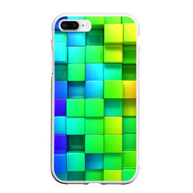 Чехол для iPhone 7Plus/8 Plus матовый с принтом Кубики в Санкт-Петербурге, Силикон | Область печати: задняя сторона чехла, без боковых панелей | квадраты | кубики | радуга | разноцветные