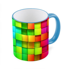 Кружка 3D с принтом Кубики в Санкт-Петербурге, керамика | ёмкость 330 мл | квадраты | кубики | радуга | разноцветные
