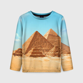 Детский лонгслив 3D с принтом Египет в Санкт-Петербурге, 100% полиэстер | длинные рукава, круглый вырез горловины, полуприлегающий силуэт
 | africa | cairo | egypt | африка | верблюд | дайвинг | египет | жара | зной | каир | каникулы | отдых | отпуск | песок | пирамида хеопса | пирамиды | пустыня | солнце | туризм | хургада