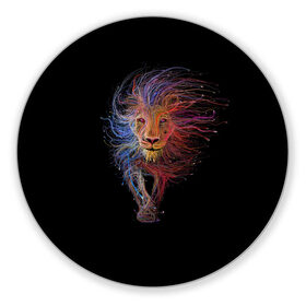Коврик круглый с принтом Лев в Санкт-Петербурге, резина и полиэстер | круглая форма, изображение наносится на всю лицевую часть | leon | арт | зверь | лев | рисунок | царь