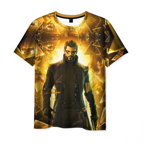 Мужская футболка 3D с принтом Deus Ex в Санкт-Петербурге, 100% полиэфир | прямой крой, круглый вырез горловины, длина до линии бедер | deus ex | human revolution | mankind divided | адам дженсен | деус экс