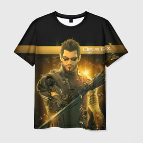 Мужская футболка 3D с принтом Deus Ex в Санкт-Петербурге, 100% полиэфир | прямой крой, круглый вырез горловины, длина до линии бедер | deus ex | human revolution | mankind divided | адам дженсен | деус экс
