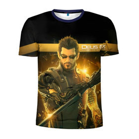 Мужская футболка 3D спортивная с принтом Deus Ex в Санкт-Петербурге, 100% полиэстер с улучшенными характеристиками | приталенный силуэт, круглая горловина, широкие плечи, сужается к линии бедра | deus ex | human revolution | mankind divided | адам дженсен | деус экс