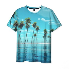 Мужская футболка 3D с принтом Фиджи в Санкт-Петербурге, 100% полиэфир | прямой крой, круглый вырез горловины, длина до линии бедер | архипелаг | загар | каникулы | королевство | море | остров | отдых | отпуск | пальмы | песок | рай | солнце | тихий океан | туризм | фиджи