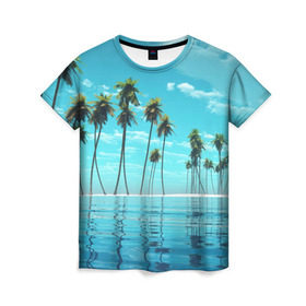 Женская футболка 3D с принтом Фиджи в Санкт-Петербурге, 100% полиэфир ( синтетическое хлопкоподобное полотно) | прямой крой, круглый вырез горловины, длина до линии бедер | архипелаг | загар | каникулы | королевство | море | остров | отдых | отпуск | пальмы | песок | рай | солнце | тихий океан | туризм | фиджи