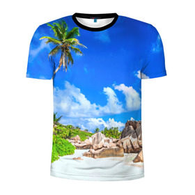 Мужская футболка 3D спортивная с принтом Сейшельские острова в Санкт-Петербурге, 100% полиэстер с улучшенными характеристиками | приталенный силуэт, круглая горловина, широкие плечи, сужается к линии бедра | Тематика изображения на принте: seychelles | восточная африка | индийский океан | каникулы | море | островное государство | отдых | отпуск | пальмы | песок | пляж | приключение | путешествие | рай | сейшелы | сейшельские острова | туризм