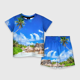 Детский костюм с шортами 3D с принтом Сейшельские острова в Санкт-Петербурге,  |  | seychelles | восточная африка | индийский океан | каникулы | море | островное государство | отдых | отпуск | пальмы | песок | пляж | приключение | путешествие | рай | сейшелы | сейшельские острова | туризм