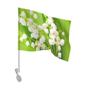 Флаг для автомобиля с принтом Ландыши в Санкт-Петербурге, 100% полиэстер | Размер: 30*21 см | Тематика изображения на принте: весна | ландыш | цветок