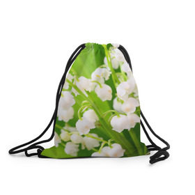 Рюкзак-мешок 3D с принтом Ландыши в Санкт-Петербурге, 100% полиэстер | плотность ткани — 200 г/м2, размер — 35 х 45 см; лямки — толстые шнурки, застежка на шнуровке, без карманов и подкладки | весна | ландыш | цветок