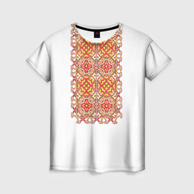 Женская футболка 3D с принтом Вышивка 2 в Санкт-Петербурге, 100% полиэфир ( синтетическое хлопкоподобное полотно) | прямой крой, круглый вырез горловины, длина до линии бедер | ukraine | вышивка | украина