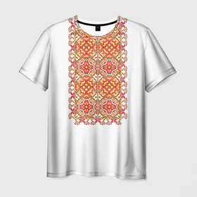 Мужская футболка 3D с принтом Вышивка 2 в Санкт-Петербурге, 100% полиэфир | прямой крой, круглый вырез горловины, длина до линии бедер | ukraine | вышивка | украина