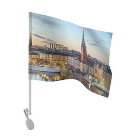 Флаг для автомобиля с принтом Швеция в Санкт-Петербурге, 100% полиэстер | Размер: 30*21 см | europe | stockholm | sweden | европа | ес | каникулы | отпуск | стокгольм | туризм | швеция