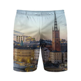 Мужские шорты 3D спортивные с принтом Швеция в Санкт-Петербурге,  |  | europe | stockholm | sweden | европа | ес | каникулы | отпуск | стокгольм | туризм | швеция