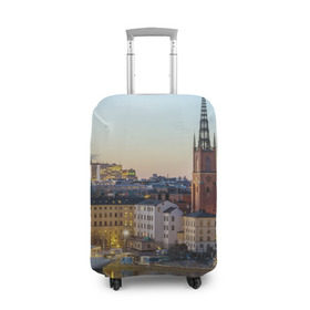 Чехол для чемодана 3D с принтом Швеция в Санкт-Петербурге, 86% полиэфир, 14% спандекс | двустороннее нанесение принта, прорези для ручек и колес | europe | stockholm | sweden | европа | ес | каникулы | отпуск | стокгольм | туризм | швеция