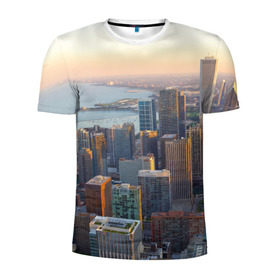 Мужская футболка 3D спортивная с принтом Нью-Йорк в Санкт-Петербурге, 100% полиэстер с улучшенными характеристиками | приталенный силуэт, круглая горловина, широкие плечи, сужается к линии бедра | america | new york | usa | америка | высотки | мегаполис | нью йорк | столица мира | сша | штаты