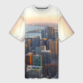 Платье-футболка 3D с принтом Нью Йорк в Санкт-Петербурге,  |  | america | new york | usa | америка | высотки | мегаполис | нью йорк | столица мира | сша | штаты