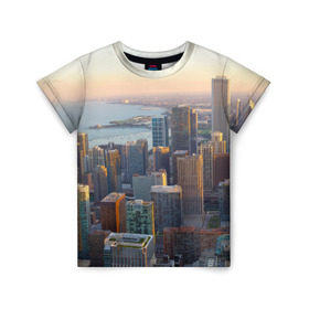 Детская футболка 3D с принтом Нью-Йорк в Санкт-Петербурге, 100% гипоаллергенный полиэфир | прямой крой, круглый вырез горловины, длина до линии бедер, чуть спущенное плечо, ткань немного тянется | Тематика изображения на принте: america | new york | usa | америка | высотки | мегаполис | нью йорк | столица мира | сша | штаты