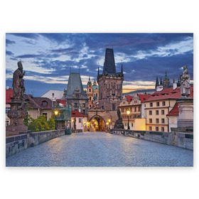 Поздравительная открытка с принтом Прага в Санкт-Петербурге, 100% бумага | плотность бумаги 280 г/м2, матовая, на обратной стороне линовка и место для марки
 | czech republic | europe | prague | европа | ес | каникулы | мосты | отпуск | прага | туризм | хоккей | чехия