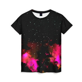 Женская футболка 3D с принтом Звездный путь в Санкт-Петербурге, 100% полиэфир ( синтетическое хлопкоподобное полотно) | прямой крой, круглый вырез горловины, длина до линии бедер | star | звезды | розовый