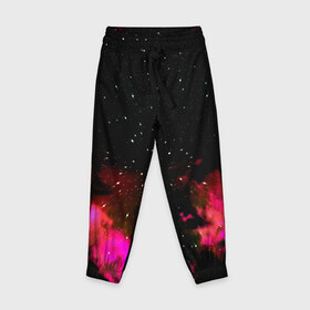 Детские брюки 3D с принтом Звездный путь в Санкт-Петербурге, 100% полиэстер | манжеты по низу, эластичный пояс регулируется шнурком, по бокам два кармана без застежек, внутренняя часть кармана из мелкой сетки | star | звезды | розовый