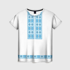 Женская футболка 3D с принтом Вышивка 32 в Санкт-Петербурге, 100% полиэфир ( синтетическое хлопкоподобное полотно) | прямой крой, круглый вырез горловины, длина до линии бедер | belarus | беларусь | вышивка