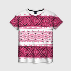Женская футболка 3D с принтом Вышивка 34 в Санкт-Петербурге, 100% полиэфир ( синтетическое хлопкоподобное полотно) | прямой крой, круглый вырез горловины, длина до линии бедер | belarus | беларусь | вышивка