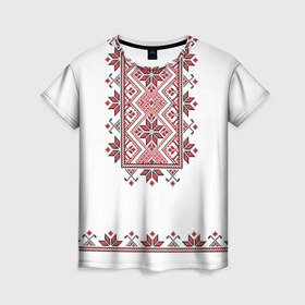 Женская футболка 3D с принтом Вышивка 41 в Санкт-Петербурге, 100% полиэфир ( синтетическое хлопкоподобное полотно) | прямой крой, круглый вырез горловины, длина до линии бедер | belarus | беларусь | вышивка