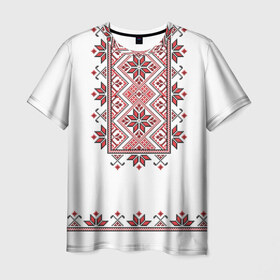 Мужская футболка 3D с принтом Вышивка 41 в Санкт-Петербурге, 100% полиэфир | прямой крой, круглый вырез горловины, длина до линии бедер | belarus | беларусь | вышивка