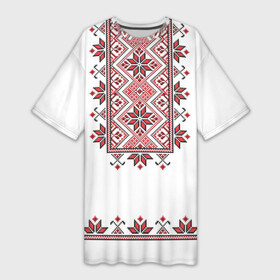Платье-футболка 3D с принтом Вышивка 41 в Санкт-Петербурге,  |  | belarus | беларусь | вышивка
