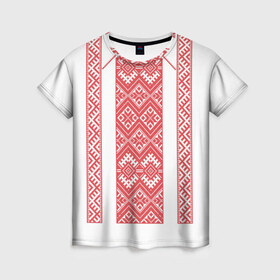 Женская футболка 3D с принтом Вышивка 46 в Санкт-Петербурге, 100% полиэфир ( синтетическое хлопкоподобное полотно) | прямой крой, круглый вырез горловины, длина до линии бедер | belarus | беларусь | вышивка