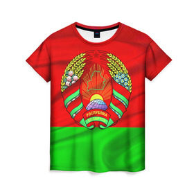 Женская футболка 3D с принтом Беларусь в Санкт-Петербурге, 100% полиэфир ( синтетическое хлопкоподобное полотно) | прямой крой, круглый вырез горловины, длина до линии бедер | belarus | беларусь