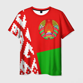 Мужская футболка 3D с принтом Беларусь 2 в Санкт-Петербурге, 100% полиэфир | прямой крой, круглый вырез горловины, длина до линии бедер | belarus | беларусь