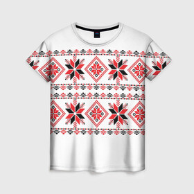 Женская футболка 3D с принтом Вышивка 47 в Санкт-Петербурге, 100% полиэфир ( синтетическое хлопкоподобное полотно) | прямой крой, круглый вырез горловины, длина до линии бедер | belarus | беларусь | вышивка