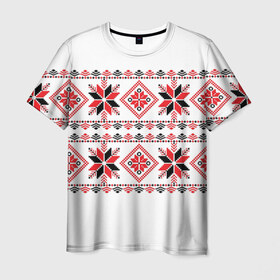 Мужская футболка 3D с принтом Вышивка 47 в Санкт-Петербурге, 100% полиэфир | прямой крой, круглый вырез горловины, длина до линии бедер | belarus | беларусь | вышивка